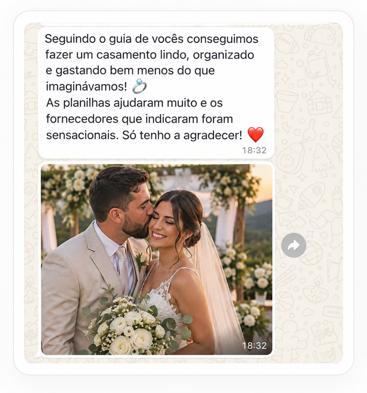 Print de mensagem recebida no WhatsApp